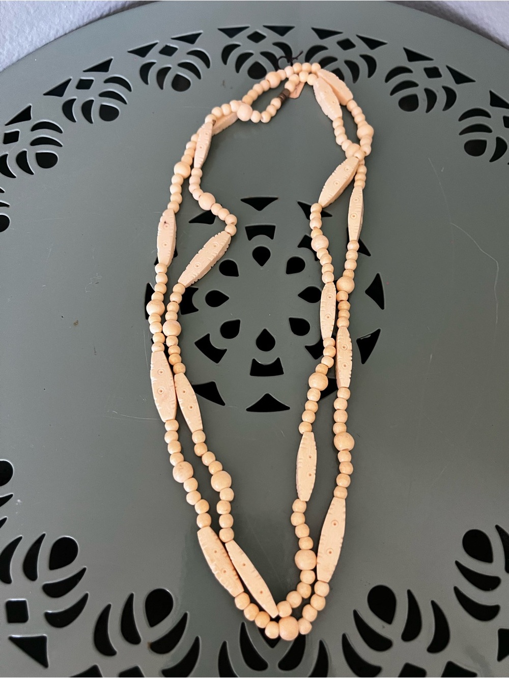 Handcrafted Cream Beaded Layered Necklace - Women Jewelry